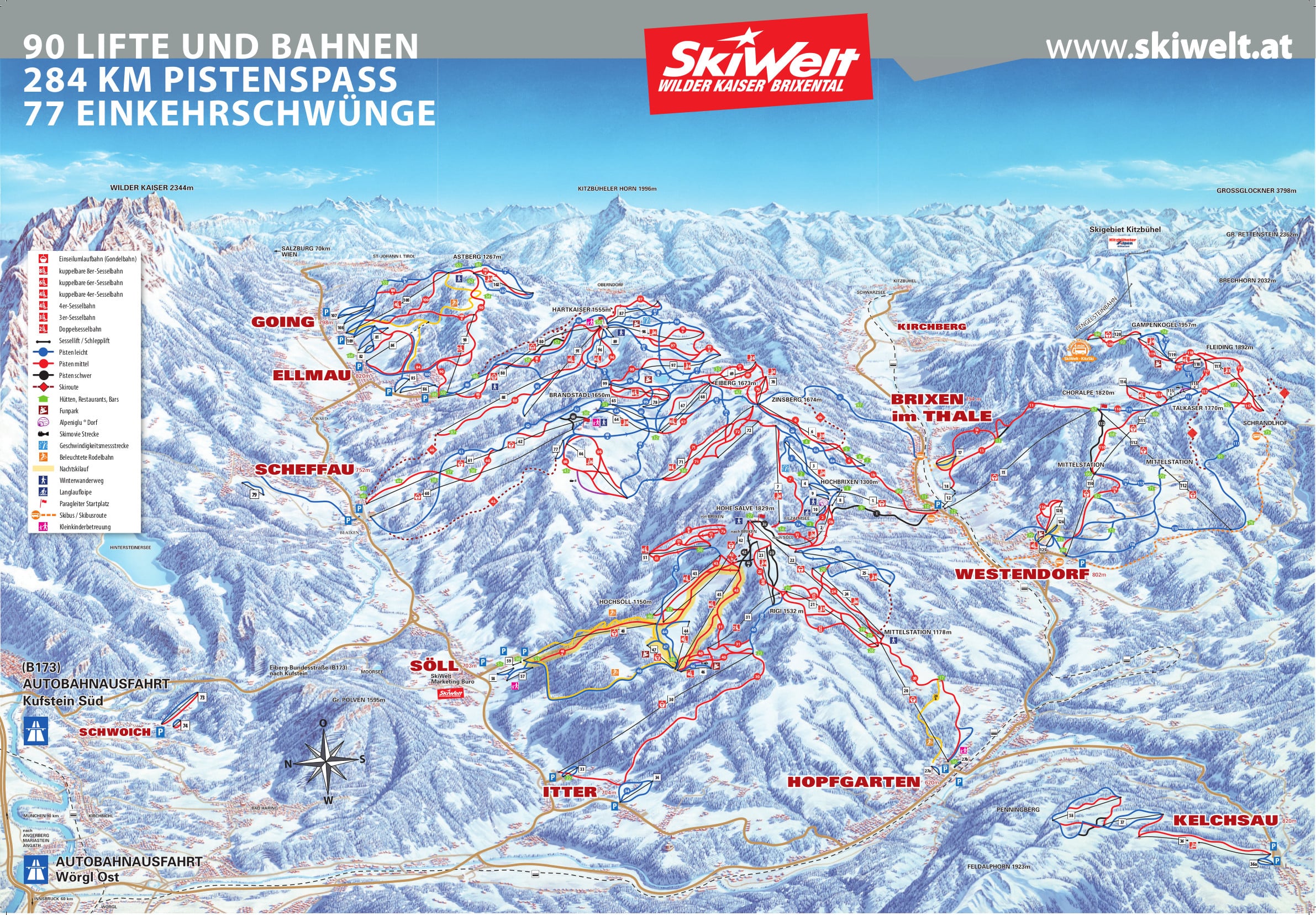 Maps Of Skiwelt Ski Resort Collection Of Maps Of Skiwelt Piste Maps