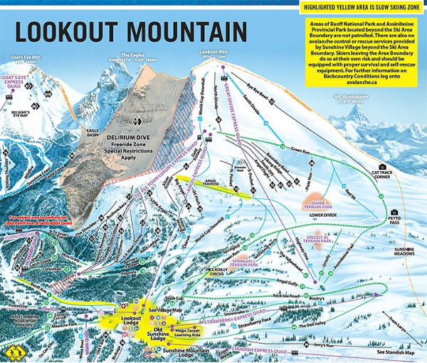 Sunshine Village Lookout Ski Trail Map