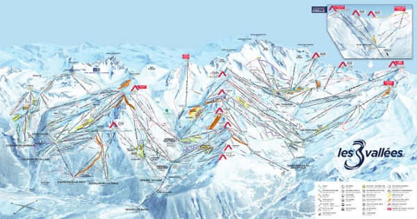 Les 3 Vallées Ski Trail Map