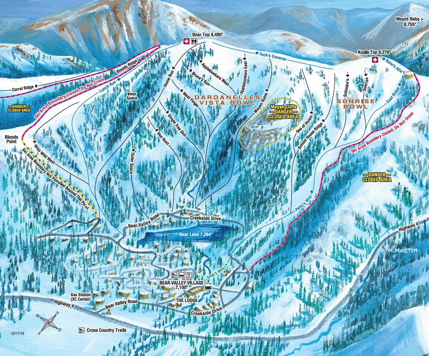 Bear Valley Ski Trail Map Village 2019 