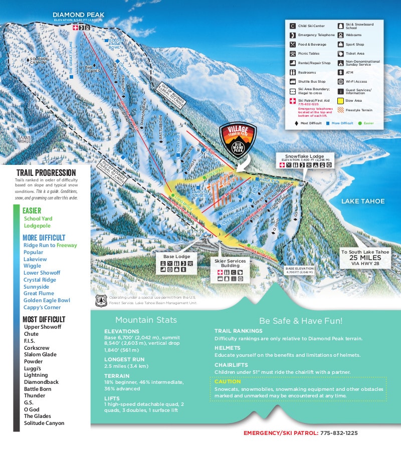 Diamond Peak Ski Trail Map, Free Download