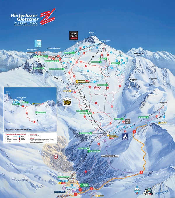 Hintertux Glacier Ski Resort Ski Trail Map