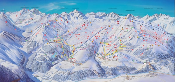 Ski Dimension, Serfaus, Fiss Ladis Ski Trail Map