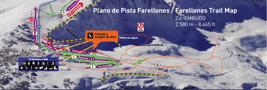 El Colorado Ski Resort Ski Trail Map Farellones 