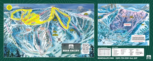 Bear Valley Mountain Ski Resort Ski Trail Map